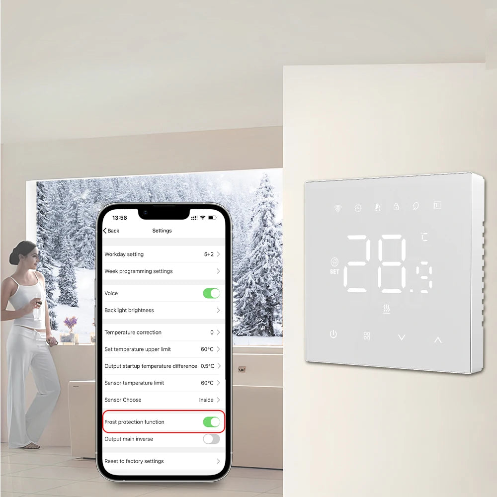 AVATTO Tuya WiFi Matter Smart Thermostat WaterGas Electric Floor Heating Temperature Controller For Alexa Google Apple HomeKit.