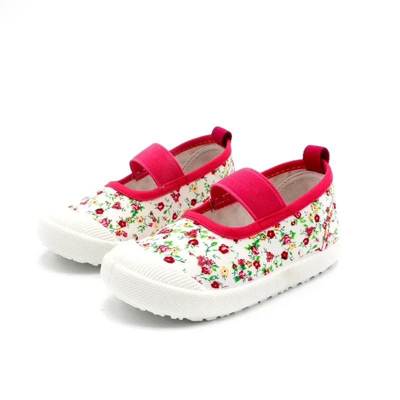2025 New Spring Autumn Baby Girl Shoes Kids Canvas Shoes Children Casual Sneakers Candy Color Flowers For Girls Floral Prints.