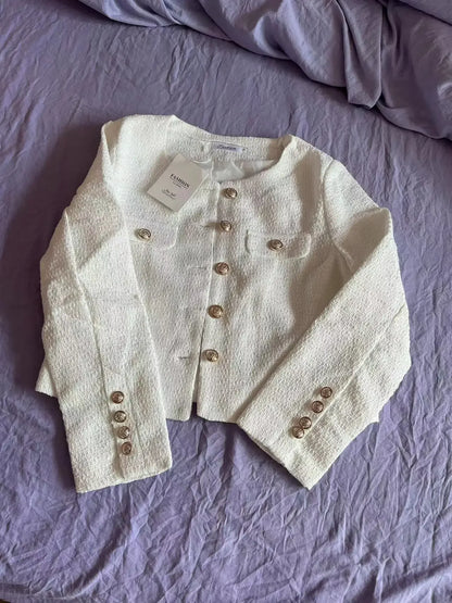 Frühling und Herbst Koreanische Mäntel Frauen Jacke Neue Französisch Wolle Tweed Mantel Mode High-end-Gold Taste Kurze Schlanke temperament.