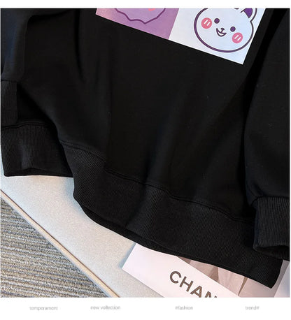 170kg plus size Damen büste Herbst Winter lose Rundhals ausschnitt Bär Sweatshirt Langarm lässig Top 6xl 7xl 8xl 9xl 10xl 11xl