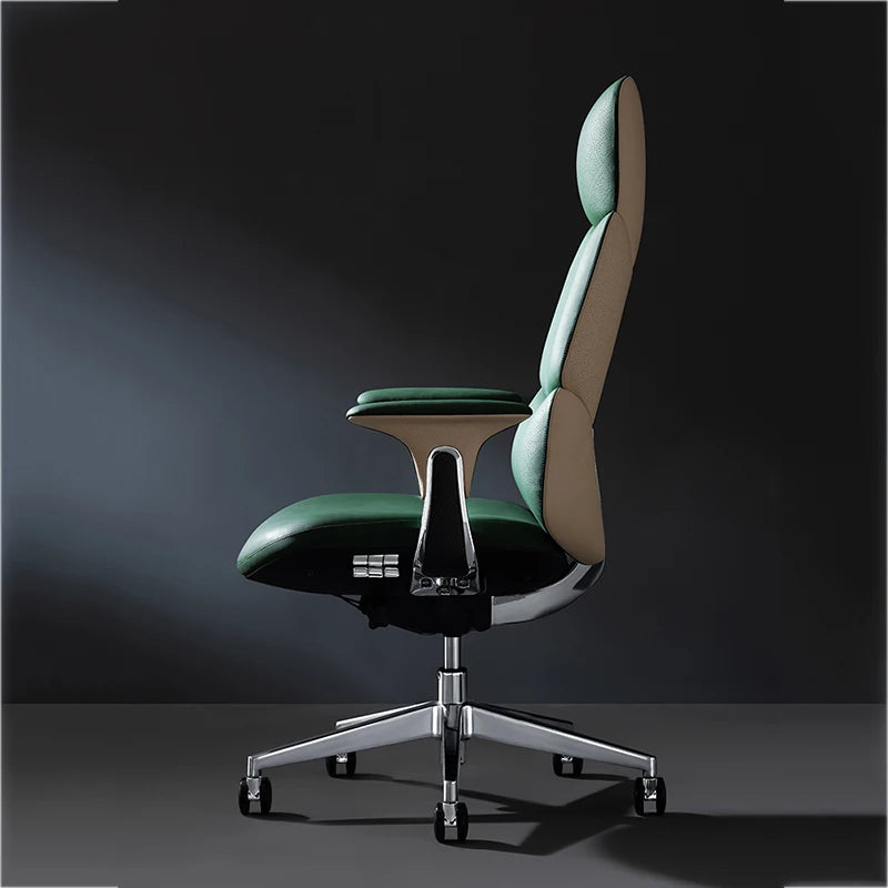 Bequemer Chefbürostuhl, luxuriöser grauer Designer-Drehstuhl, ergonomisch, tragbar, für das Home Office von Fotel Gaming
