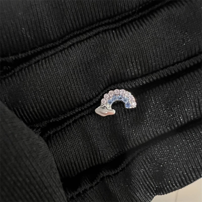 1PCS Cute Pink Zircon 316L Stainless Steel Ear Bone Nail New Fashion Y2K Punk Small Earring for Women Cochlea Jewelry Party Gift