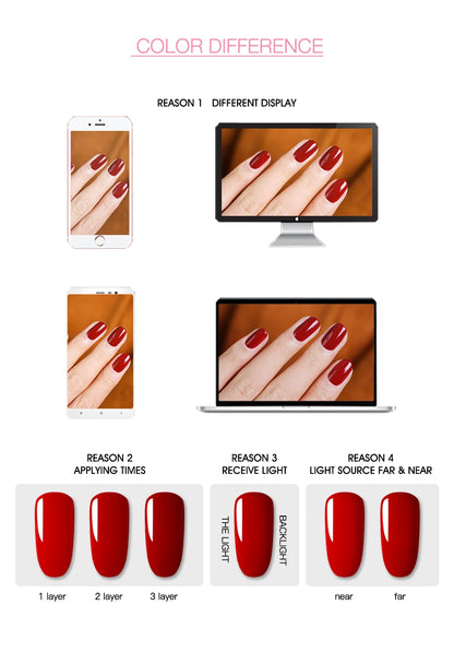 ROSALIND Red Series UV Nail Gel Hybrid Varnish Semi Permanent For Manicure Art Nail Polish Matt Base Top Coat Gel Nail Polish.