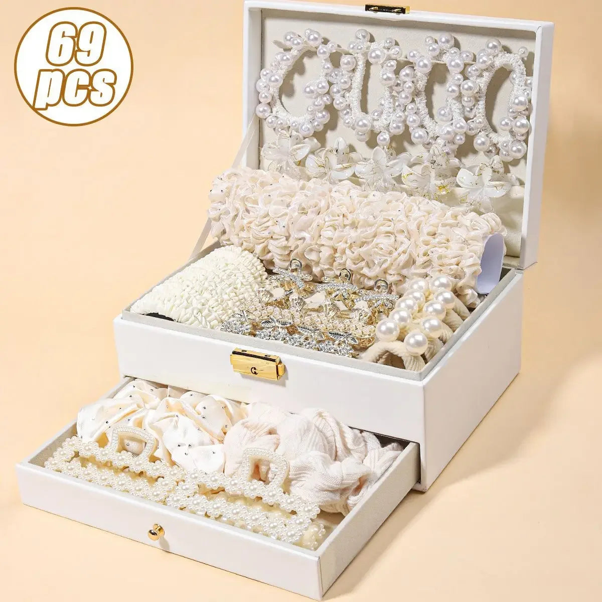 1150-Pcs Hair Clip Pearl Shark Fin Hair Grips Elastic Band Seamless Hair Bands Hair Ties Hair Accessories Gift Box Set.