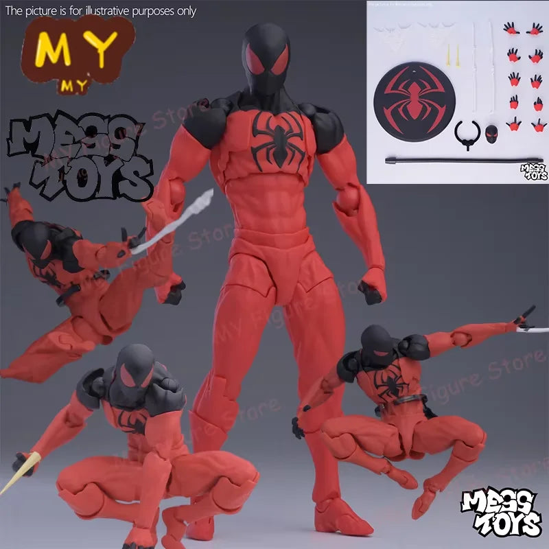 New MessToys Spiderman Figure CT Toys Black Red Spider Man Figurine Mess Toys Anime Action Figure Statue Model Gifts Kid Toys