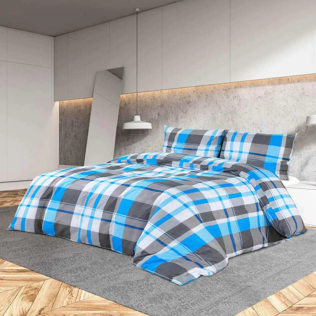 Luxury Blue and Grey Bedding Set 200x200 cm Soft Cotton Comfortable Home Decor.