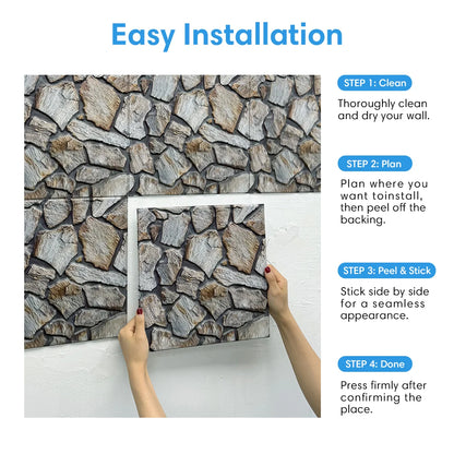 10/20Pcs, PVC 3D Faux Stone Wall Panels, Decorative Wall Decoration, Self-adhesive Panels, Easy to Install, 30cm x 30cm