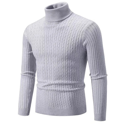 2025 New Men's High Neck Sweater Solid Color Pullover Knitted Warm Casual Turtleneck Sweatwear Woolen Mens Winter Outdoor Tops