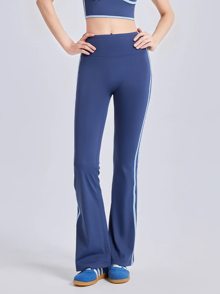 2025 New Striped Fashion Yoga Set Women Gym Clothes Sexy Sports Bra High Waist Yoga Flared Pants Running Hip Lift Fitness Pants.