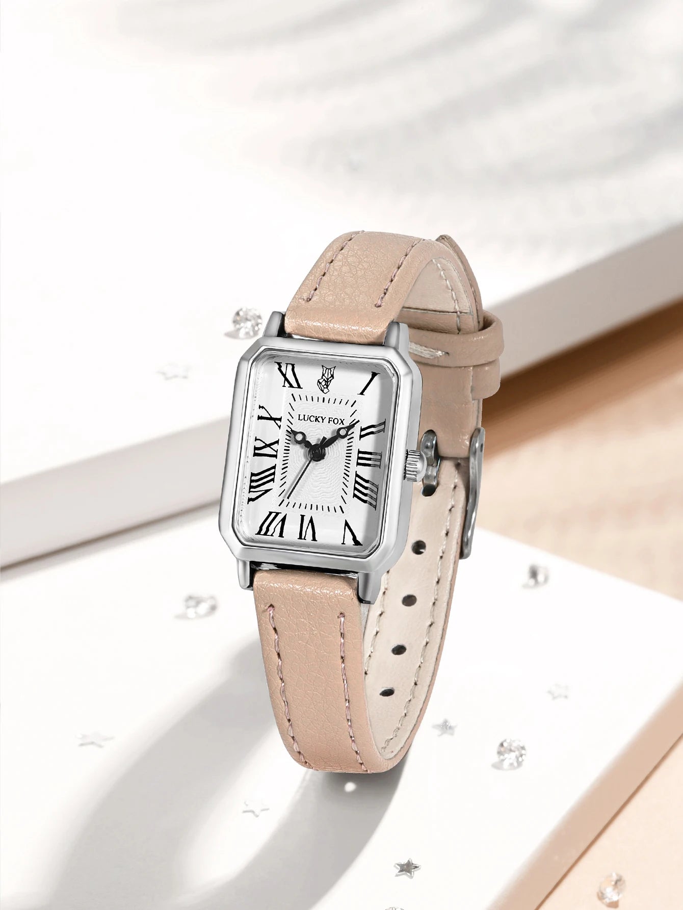 Fashion Rectangle Quartz Wrist Watch for Women Luxury Brand Roman Dial Leather Strap  Ladies Watches Clock.