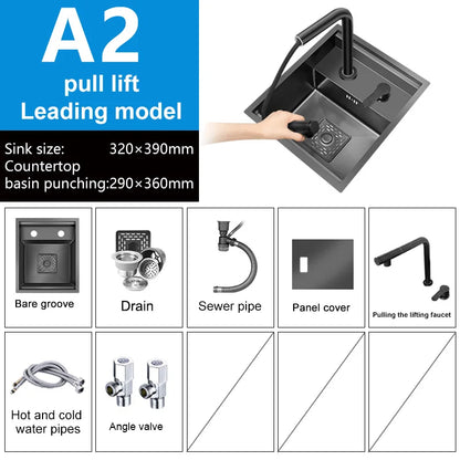Stainless Steel Kitchen Sink Concealed Mini Single Sink Apartment Bar Multifunctional Hand Wash Fruit and Vegetable Basin