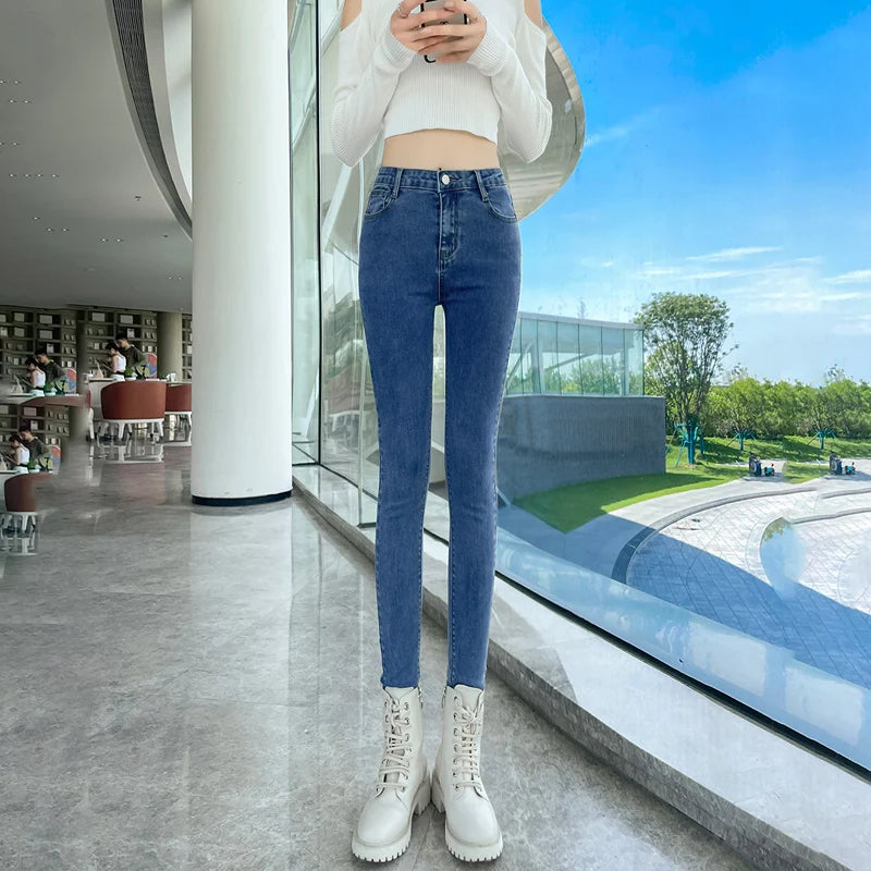 Y2k Women's Jeans Elastic Slim Fashion Pencil Pants Streetwear Jean Female Clothing Vintage Skinny Jeans Stretch Denim Trousers.