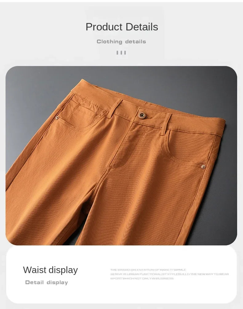 Seven-Color Stretch Jean Men's Trendy Wild Simple 97% Cotton High-End Slim-Fitting Small Straight Casual Men's Clothing Trousers.