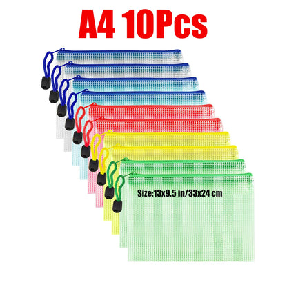 Zipper Documents Bag A4/A5 Plastic Folders A3 Transparent Waterproo File Organize Storage Bag School Office Stationery Supplies