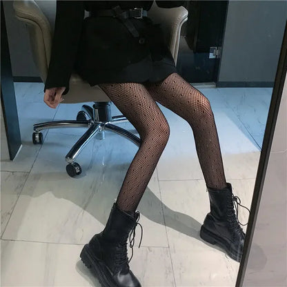 Women Sexy Patterned Fishnet Geometric patterns Pantyhose Slim Legs Long Mesh Tights Ladies Transparent Retro Fish Net Leggings