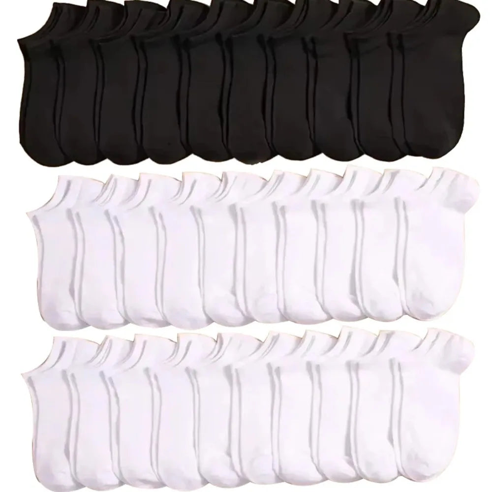 Unisex Casual Plain Color Boat Socks Thin Breathable Comfy Anti Odor Sweat-absorbing Ankle Socks For Men Women black,white,gray.