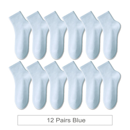 12 Pairs New Woman Cotton Socks Men Sock Short Ankle Colorful Autumn Spring Soft Breathable Colorful Girl Sock.