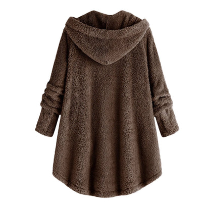 Herbst Wintermantel Frauen warme Teddybär Mantel Woll jacke weibliche Plüsch mantel Kapuzen jacke neue Damen mäntel einfarbige Jacke.