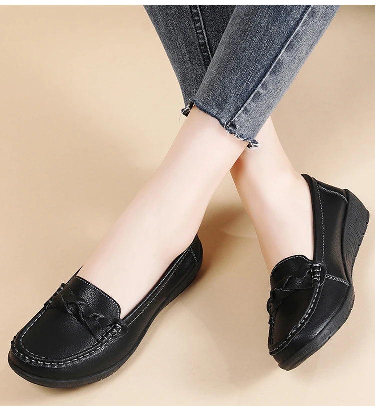 Women Shoes Soft Leather Women's Loafer 2025 New Flats Slip On Casual Shoes Flat Shoes Women White Footwear Zapatos De Mujer.