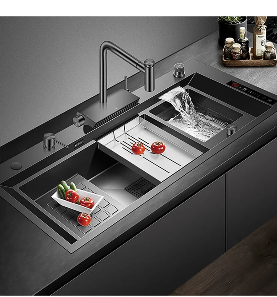 ASRAS 11550 NJH Large Size Smart Purifying Kitchen Sink Handmade Step Sink Ultrasonic Smart Purifying Kitchen Island Sinks