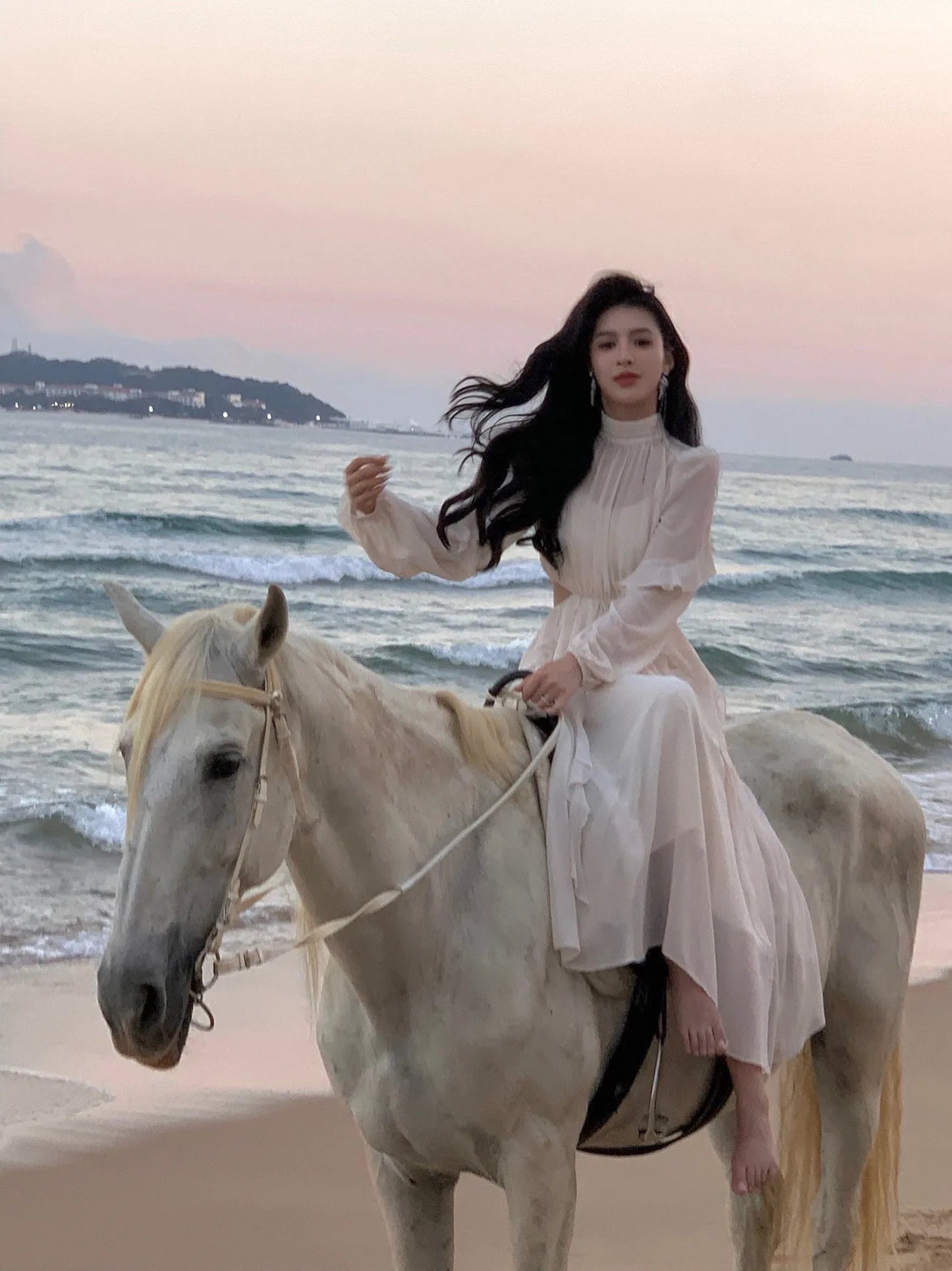 Strand Stil Chiffon Y2k Mini Kleid Büro Dame Casual Langarm Elegante Einteilige Kleid Koreanische Mode Kleidung Sommer 2023