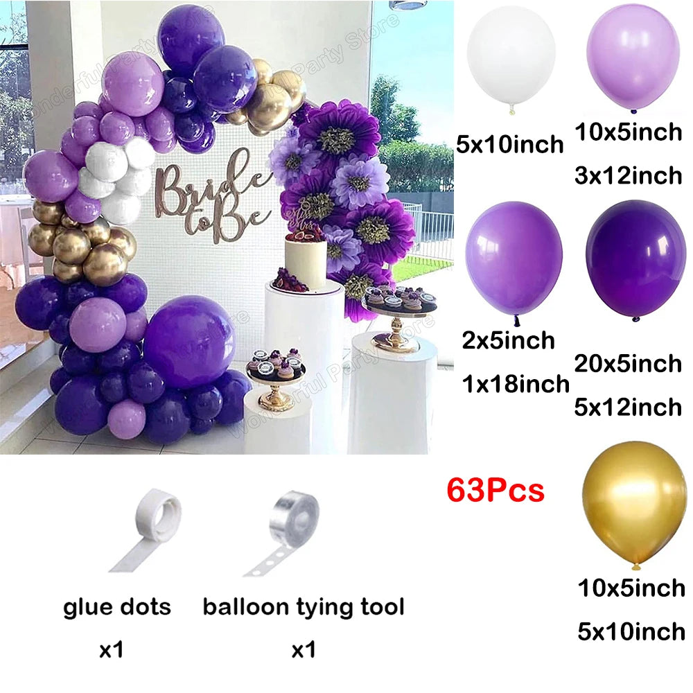 139 Stücke Dunkellila Licht Ballon Girlande Bogen Kit Metall Lila Gold Latex Ballons Hochzeit Party Braut Baby Dusche Geburtstag Dezember