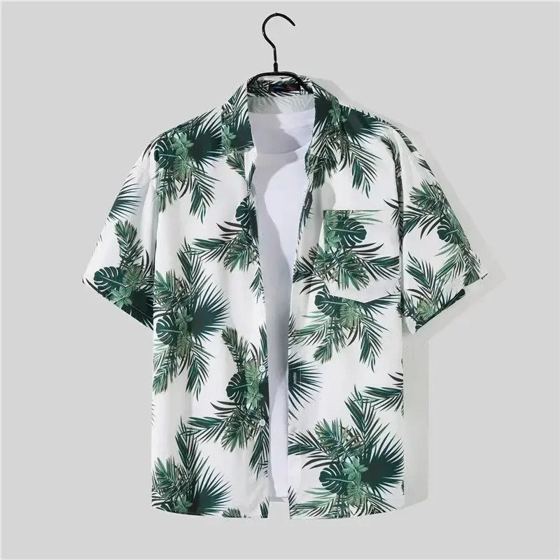 Shopee Popular Men's Loose-fit Hawaiian Vacation Beach Shirt Shorts Set Summer Casual Comfortable Clothing.