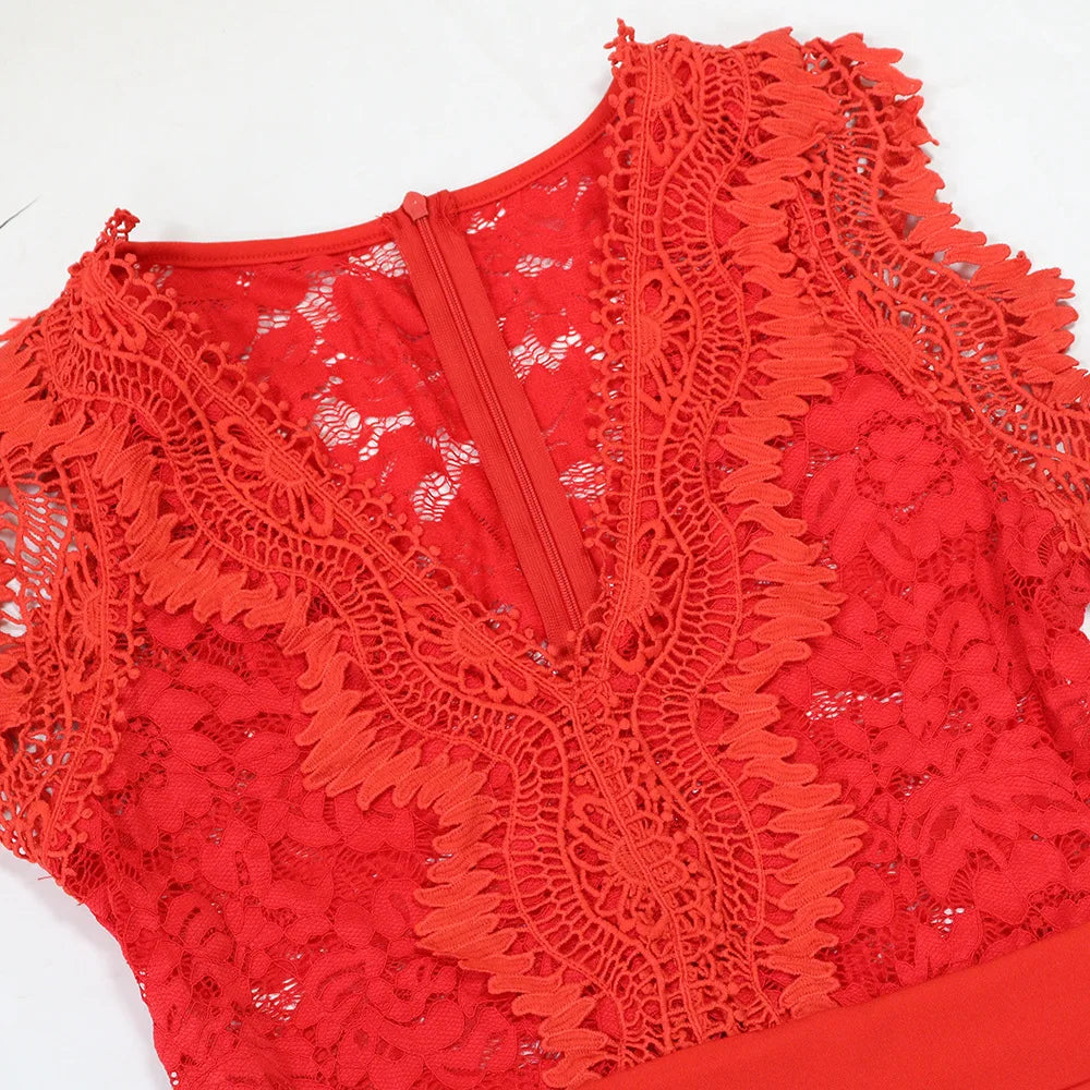 Summer Fashion Lace High Waisted Jumpsuit Women Elegant OL Lace Sleeveless Waistband Straight Jumpsuit Women.