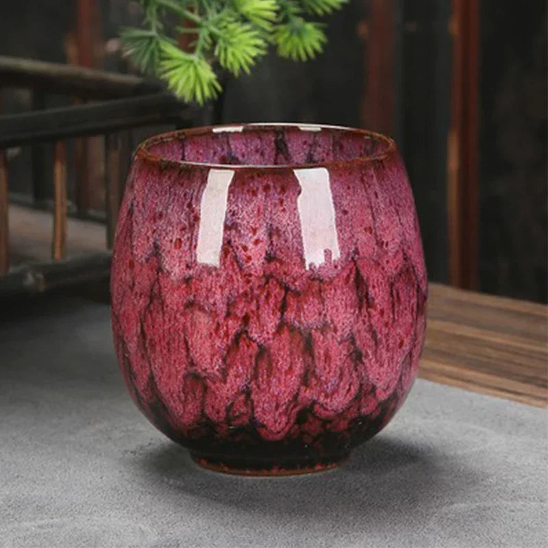 1pcs 250ml Chinese Style Kiln Changed Ceramic Coffee Cup Espresso Cups Pottery Cute Tea Cups Household Kung Fu Teacup Wholesale.