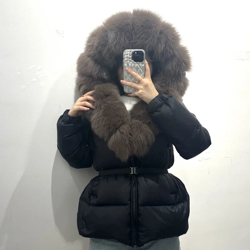 OFTBUY 2025 Winter Kleidung Puffer Jacke Frauen Echt Fox Pelz Mit Kapuze Dicke Warme 90% Weiße Ente Unten Mantel Weibliche Parkas wasserdicht.