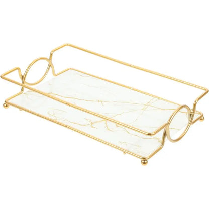 Bathroom Bathroom Trays with Iron Frame Perfume Tray for Dresser Bathroom Countertop Tray Makeup Organizer Cosmetics Storage.