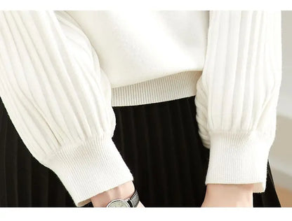 Women Half High Collar Base Sweater Autumn And Winter Casual Solid Knitted Tops Pit Stripe Long Sleeved Pullover Sweaters.