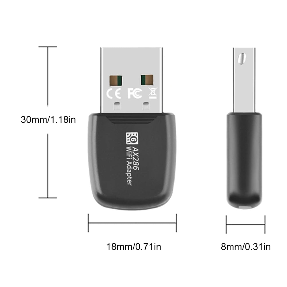 Mini USB WIFI 6 Dongle Mini USB WiFi Card Adapter 2.4GHz 286.8Mbps Wireless Network Receiver For PC/Laptop Windows7/10/11.