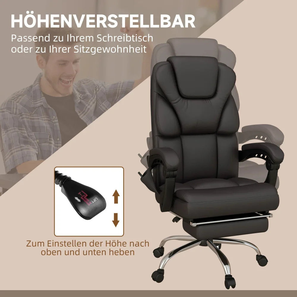 Höhenverstellbarer Bürostuhl mit Massagefunktion, ergonomischer Schreibtischstuhl, Chefsessel, bis 120 kg