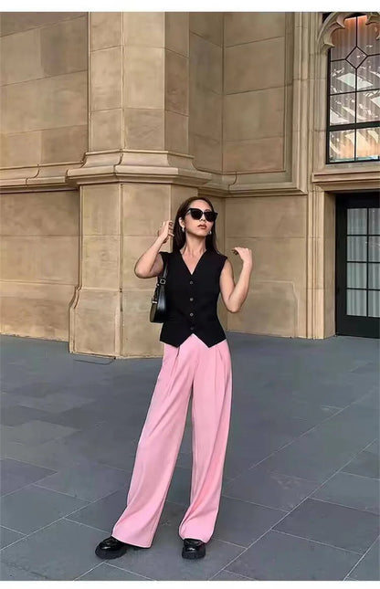 Frühling Sommer Koreanische Mode Weste 2025, Neue Frauen Kurze Mode V-ausschnitt Ärmellose Casual Blazer Weste Mäntel Weibliche Tops.