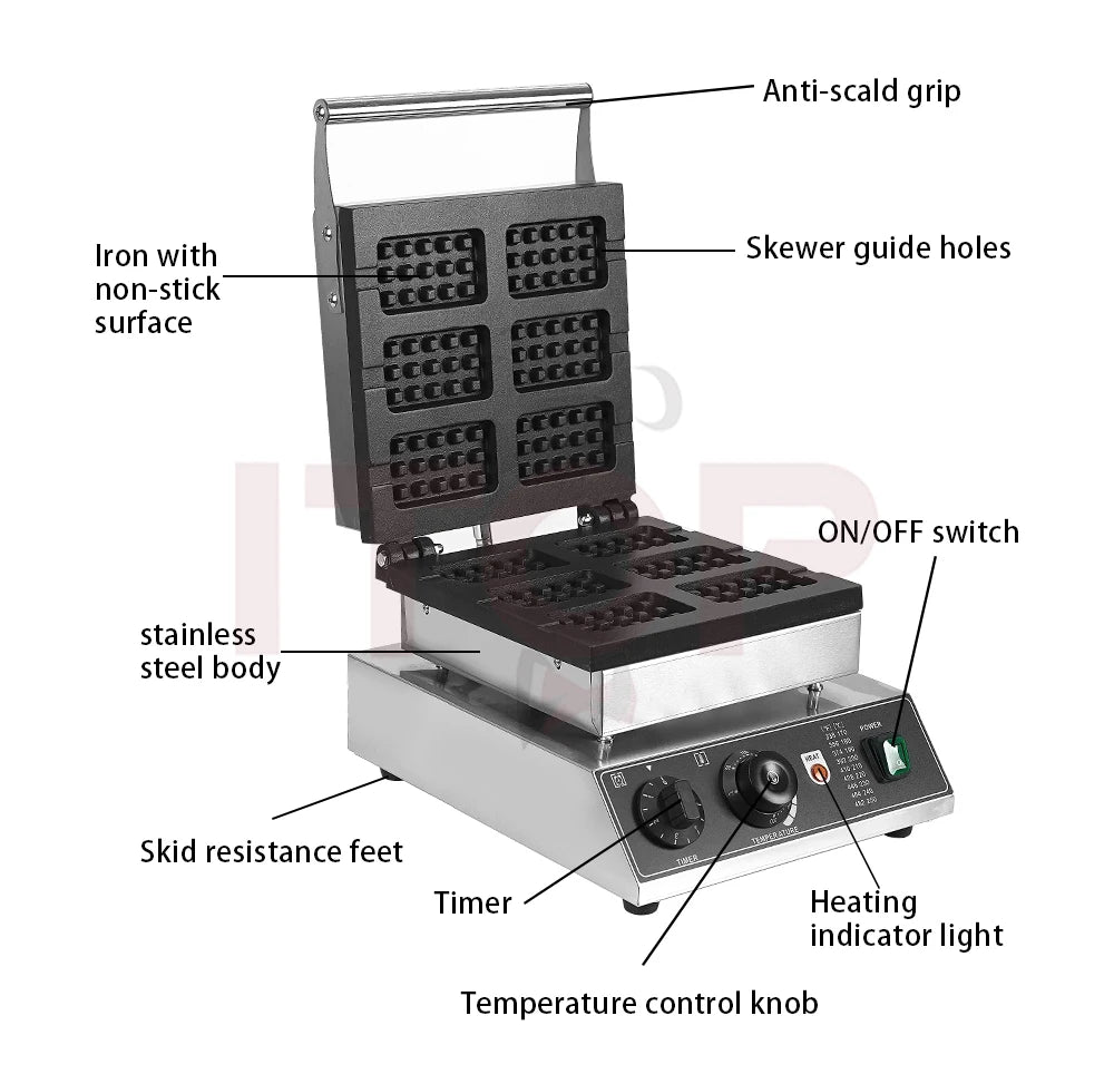 ITOP Commercial Electric Waffle Machine Sandwich Plum Crisp Donut Maker Food Shaper French Waffle Maker Non-stick Coating