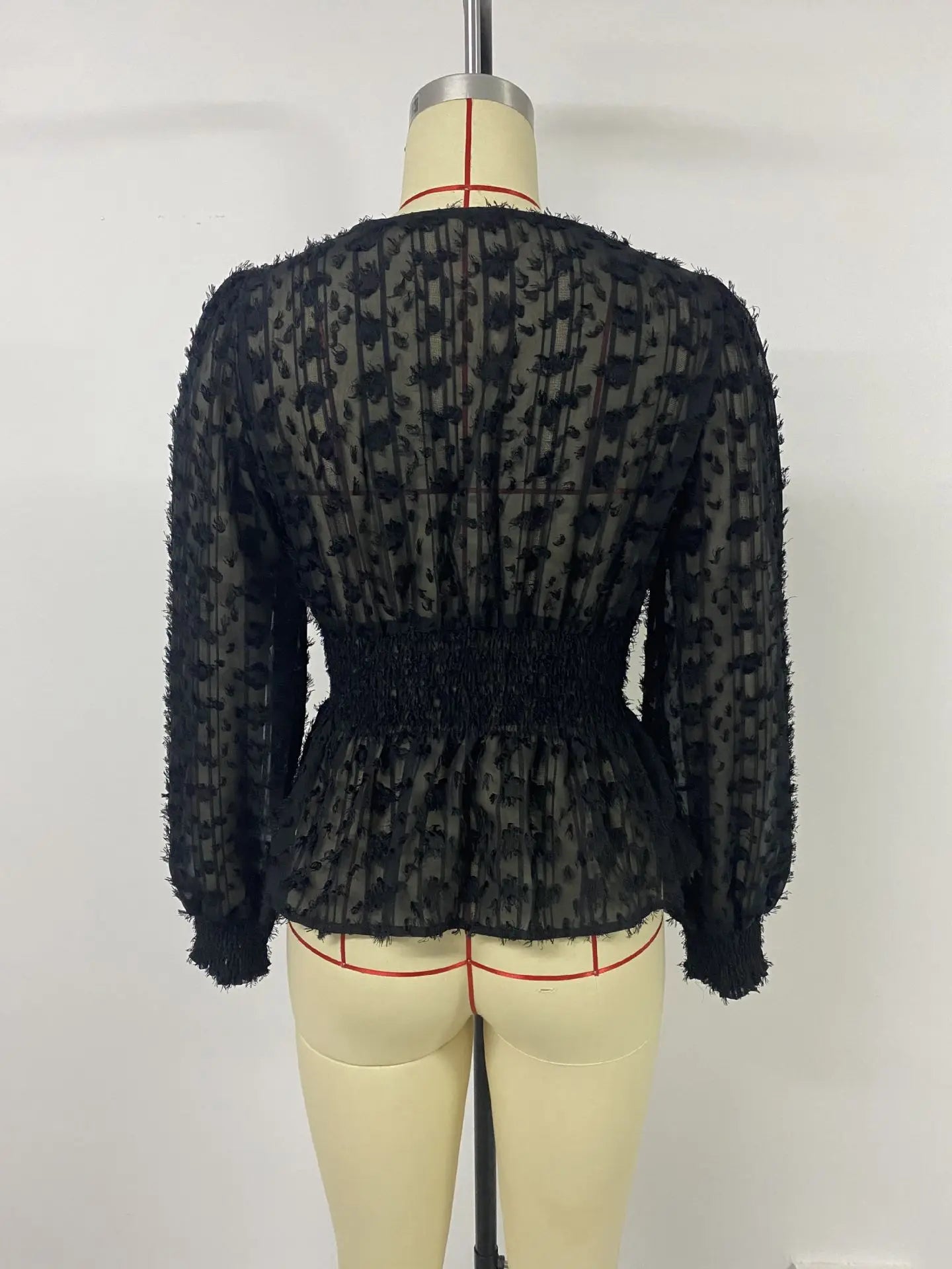 European New Fashion Women's Sexy Solid Color Elegant Casual Trendy V-neck Long Puff Sleeve Slim Pullover Shirts Female Clothes.