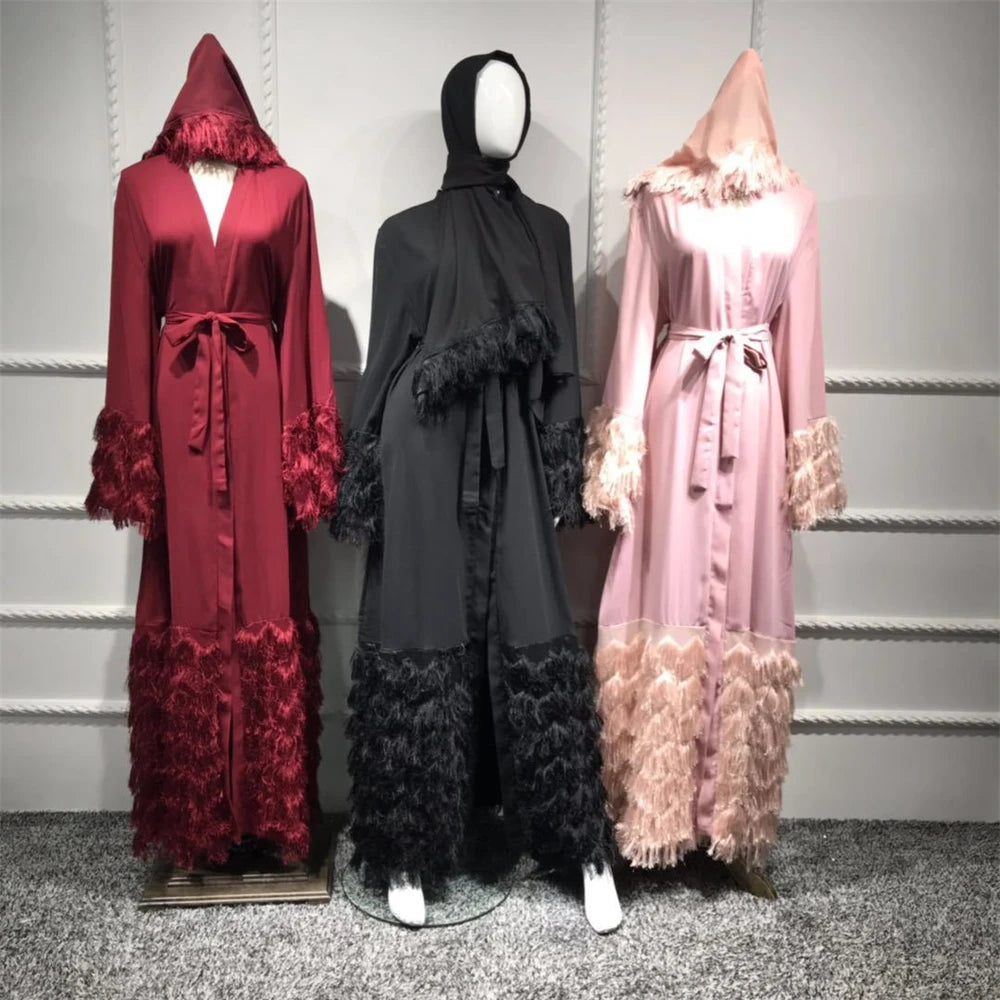 Ramadan Eid Pink Khimar Kimono Abaya Damen Dubai Luxury Islam Muslim Women Kebaya Kaftan Robe Musulmane Caftan Marocain Femme.