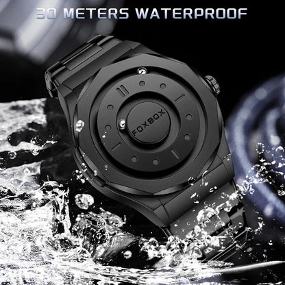 FOXBOX Creative Scrolling Pointer Magnetic Force Men's Quartz Wristwatches Outdoor Sports Waterproof Watch Men Relogio Masculino.
