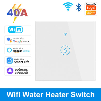 Tuya Smart 40A Wifi + Bluetooth Wasser Heizung Kessel Touch Schalter 8800W Timer Zeitplan Sprachsteuerung Alexa Google hause Yandex Alice