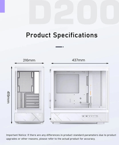 JONSBO D200 MATX Case (Column-Free Curved Sea View/240 Radiator/ATX Power Supply/Digital Display/Type-C Gen2 10Gbps+)
