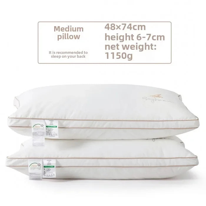 Class A cotton soybean fiber pillow core washable five-star hotel pillow adult neck protection household feather velvet pillow