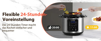 Aigostar Pressure Cooker 6L, 18-in-1 Multicooker, Keep Warm, Non-Stick Coating, Easy Cleaning, Digital Touchscreen, 1000W Pressu.