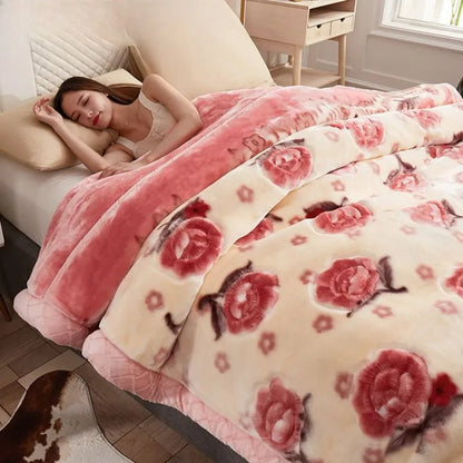 Double Layer Plush Blanket Winter Warm Comfortable Quilt Household Multiple Sizes Soft Comfortable Sheet 4 Season.