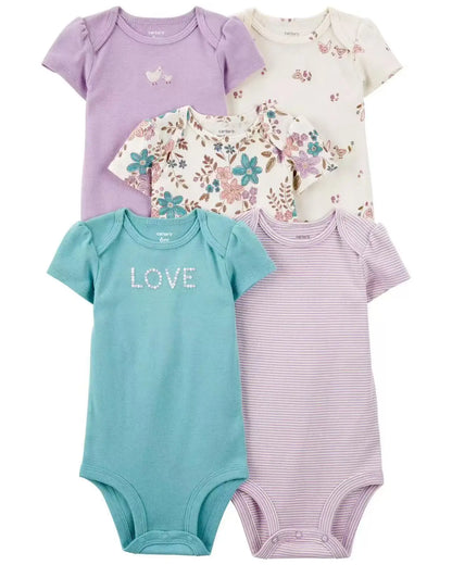 5 teile/satz Baumwolle Weiche Bequeme Baby Bodys Kurzarm Einteiliges für Neugeborene Sommer Bebe Kleidung Baby Dusche Geschenke