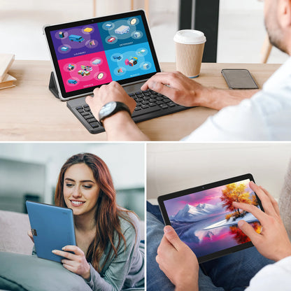 BAKEN 10-inch Android 15 tablet, 128GB RAM + 9GB + 64GB storage, 1TB expandable memory, WiFi 6, Bluetooth, Google GMS.