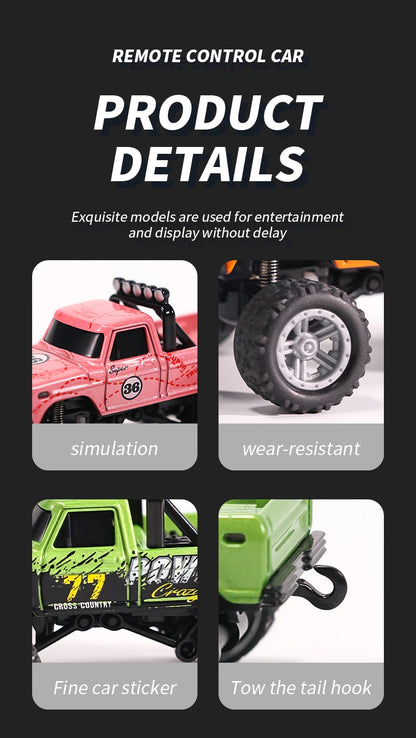 RC 1/64 Speed Mini Off-Road Climbing Car Alloy Cool Appearance Light Shock Absorption With LED Light Toy For Children's Gift.