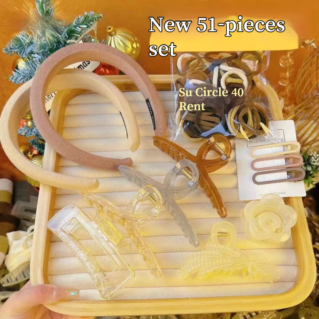 New 8-137PCS Set Hair Clip Combination Women Hair Accessories Grab Clip Hair Band Temperament Hairclip High Ponytail Headband.
