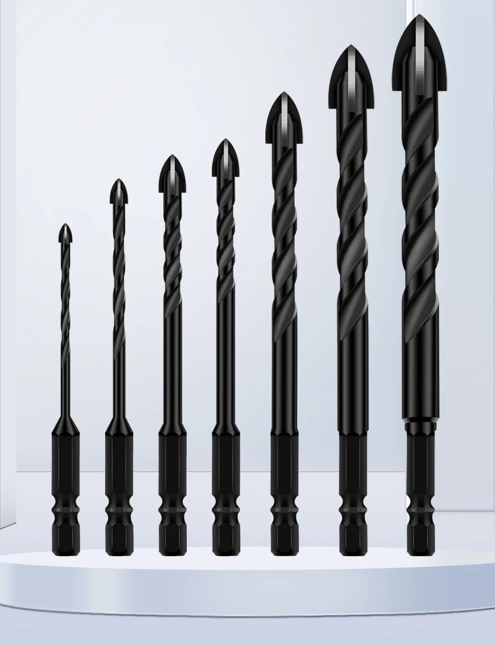 Kreuz-Sechskant-Fliesenbohrer für Glas, Beton, Keramikfliesen, Lochöffner, Tunstenkarbid, Hartmetall-Bits-Set, Werkzeuge, 3, 4, 5, 6, 8, 10, 12 mm