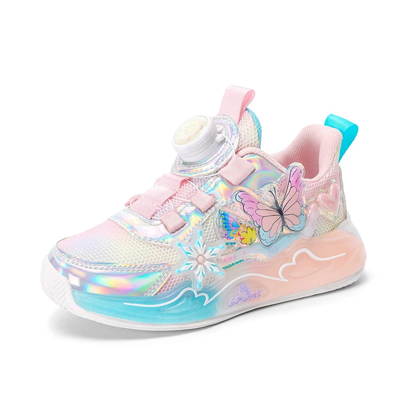 Cute Girls Sneaker Children Shoes Pink Purple Butterfly Printed Kids School Running School Sneaker Sports Tennis Shoes for girl